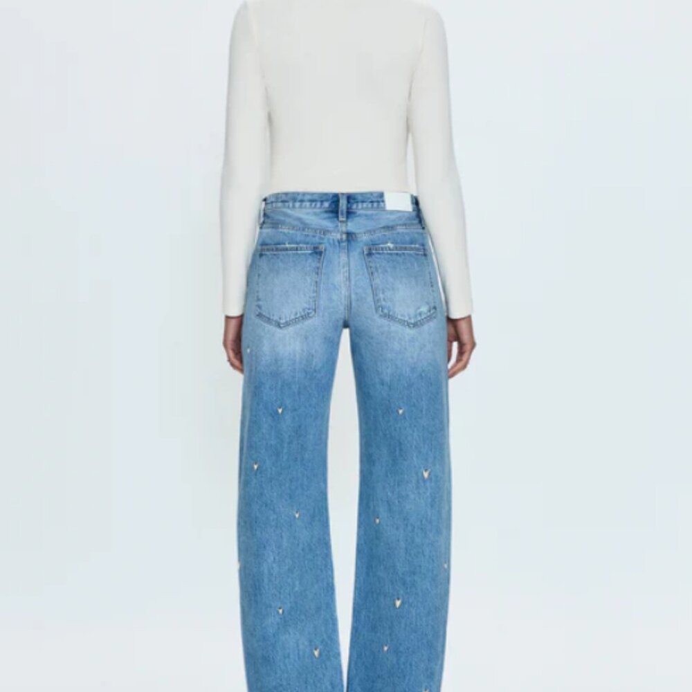💗Pistola Lexi Confetti Heart Jeans Bowed Straight Leg NWT • Size 31 • 💗 - Picture 6 of 9